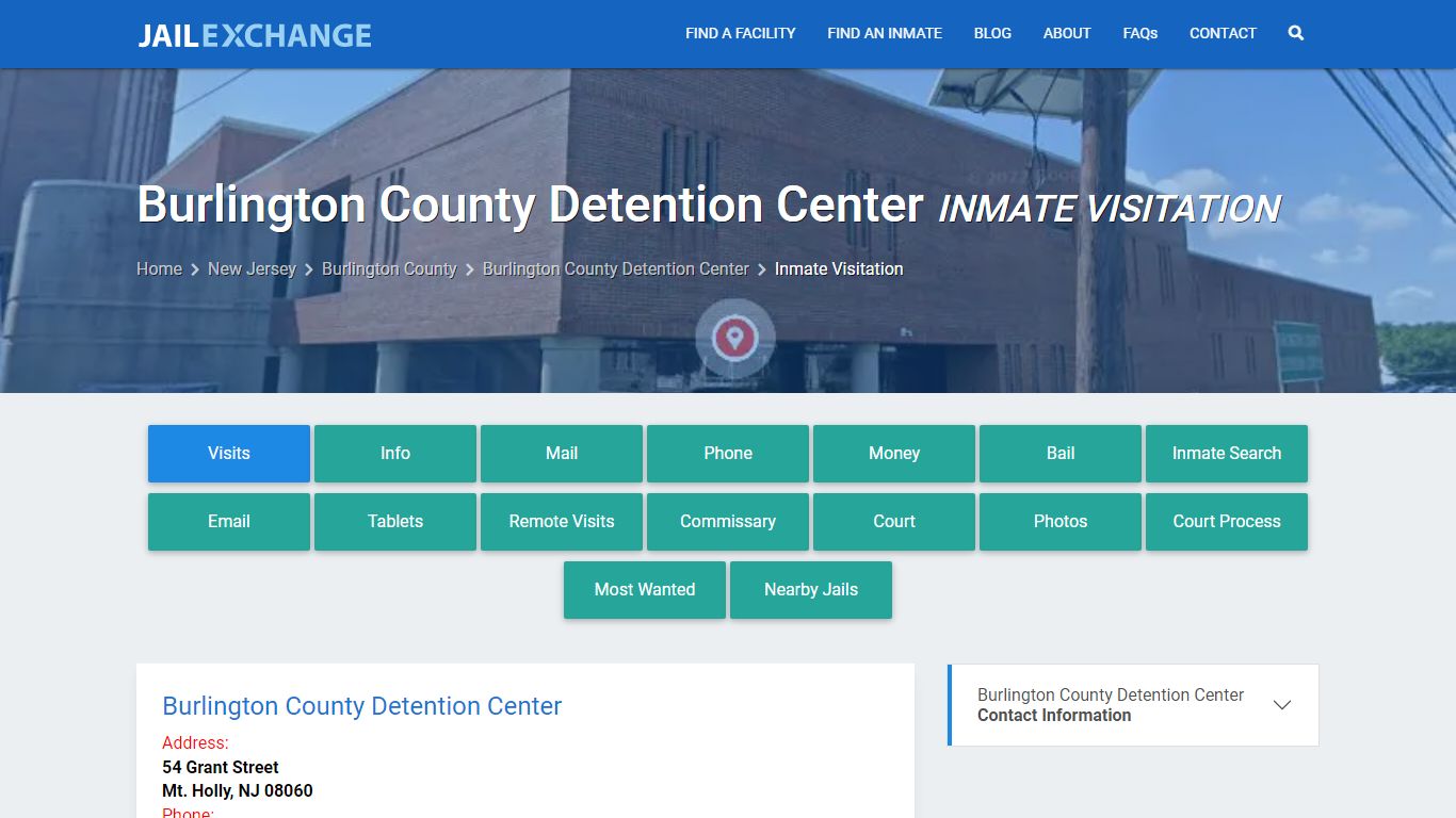 Inmate Visitation - Burlington County Detention Center, NJ - Jail Exchange