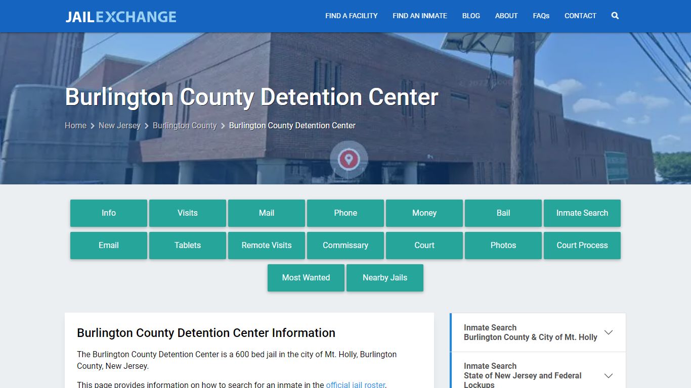 Burlington County Detention Center, NJ Inmate Search, Information